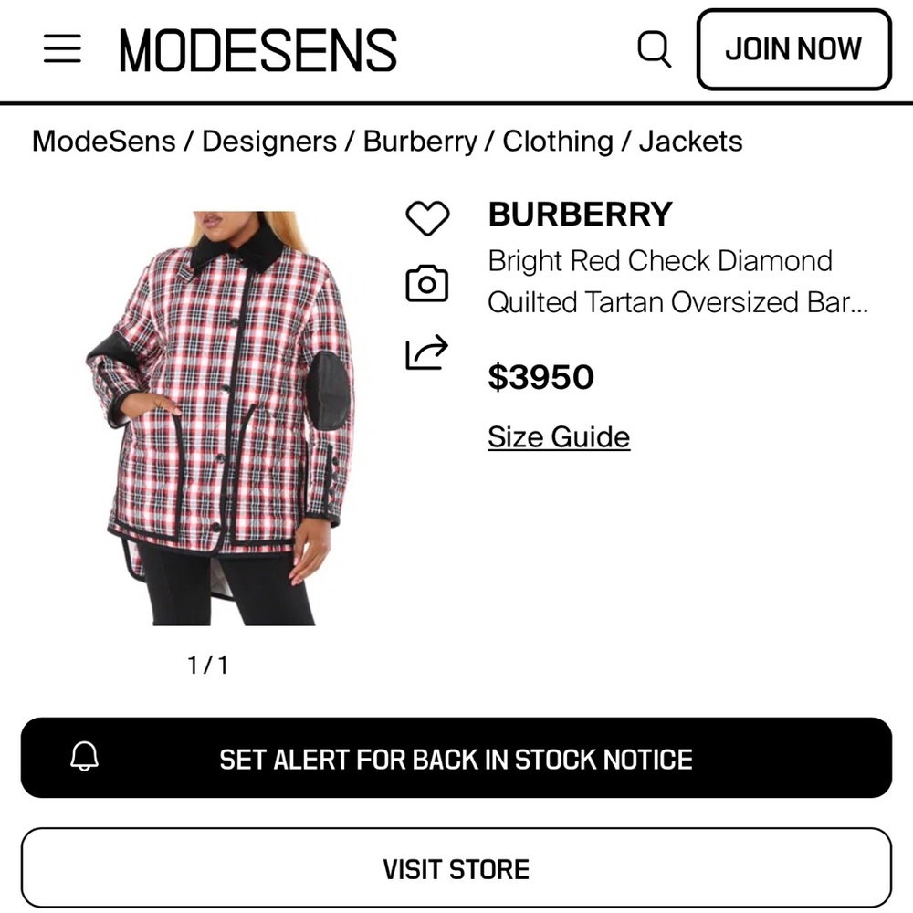 Burberry Red and Black Check Quilted Jacket